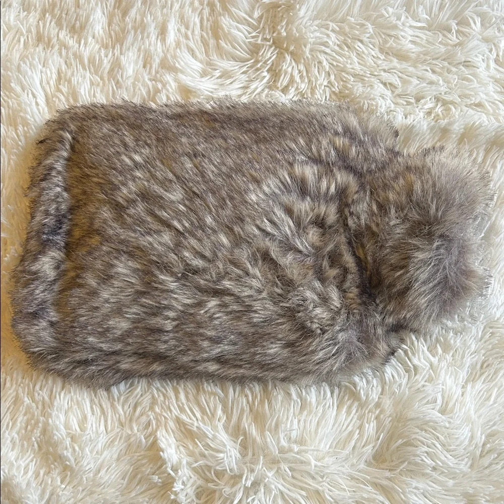 Faux Fur Hot Water Bottle in Beige Gray and Brown blend fur cover - Picture 4 of 7
